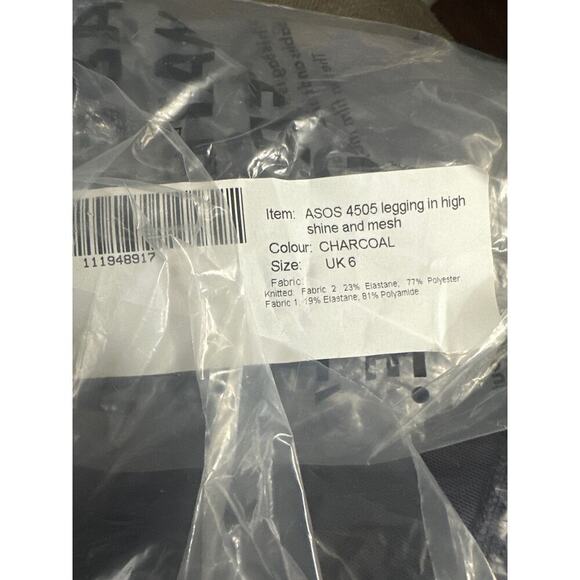 ASOS 4505 High Shine and Mesh Leggings Charcoal - Sz 2 - NWT - Picture 2 of 2